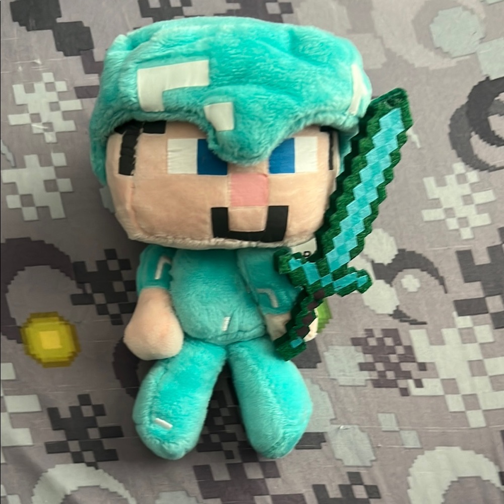Minecraft Steve Plush Toy With Sword (Outside of Casing)